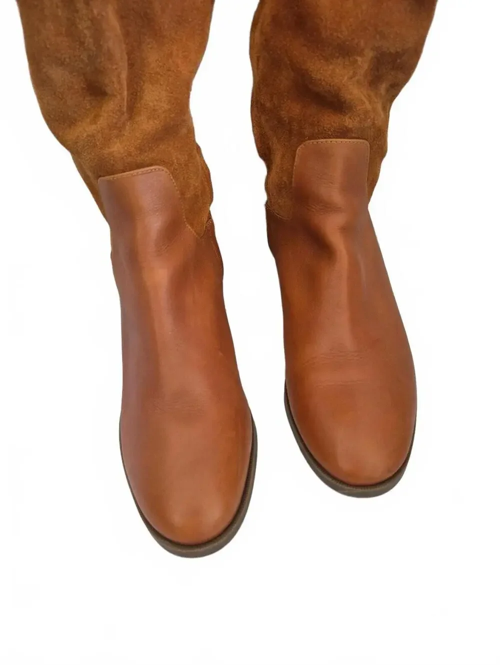 TARYN ROSE Greir Brown Leather & Suede Knee High Riding Boots Size 9.5B
